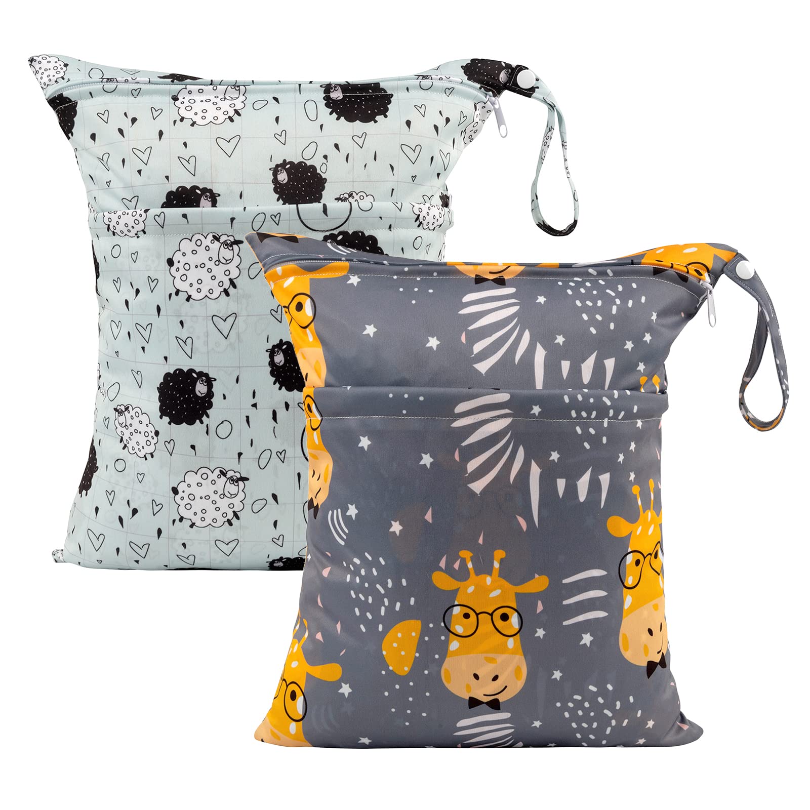 ALVABABY wet-dry bag with dual zippers keeps wet and dry items separated for travel.