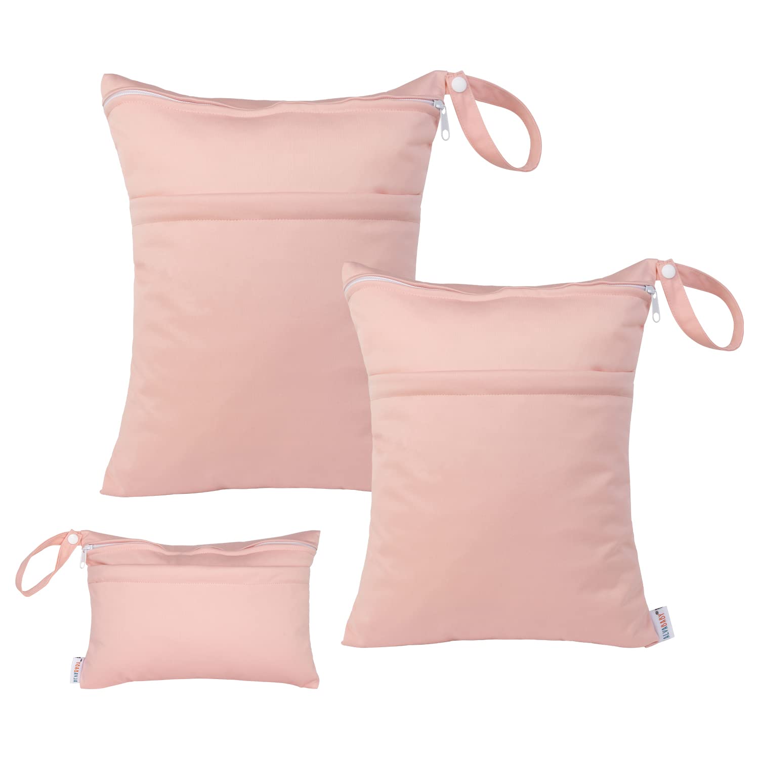 ALVABABY wet-dry bag large pink with ample space for diapers and clothes on trips