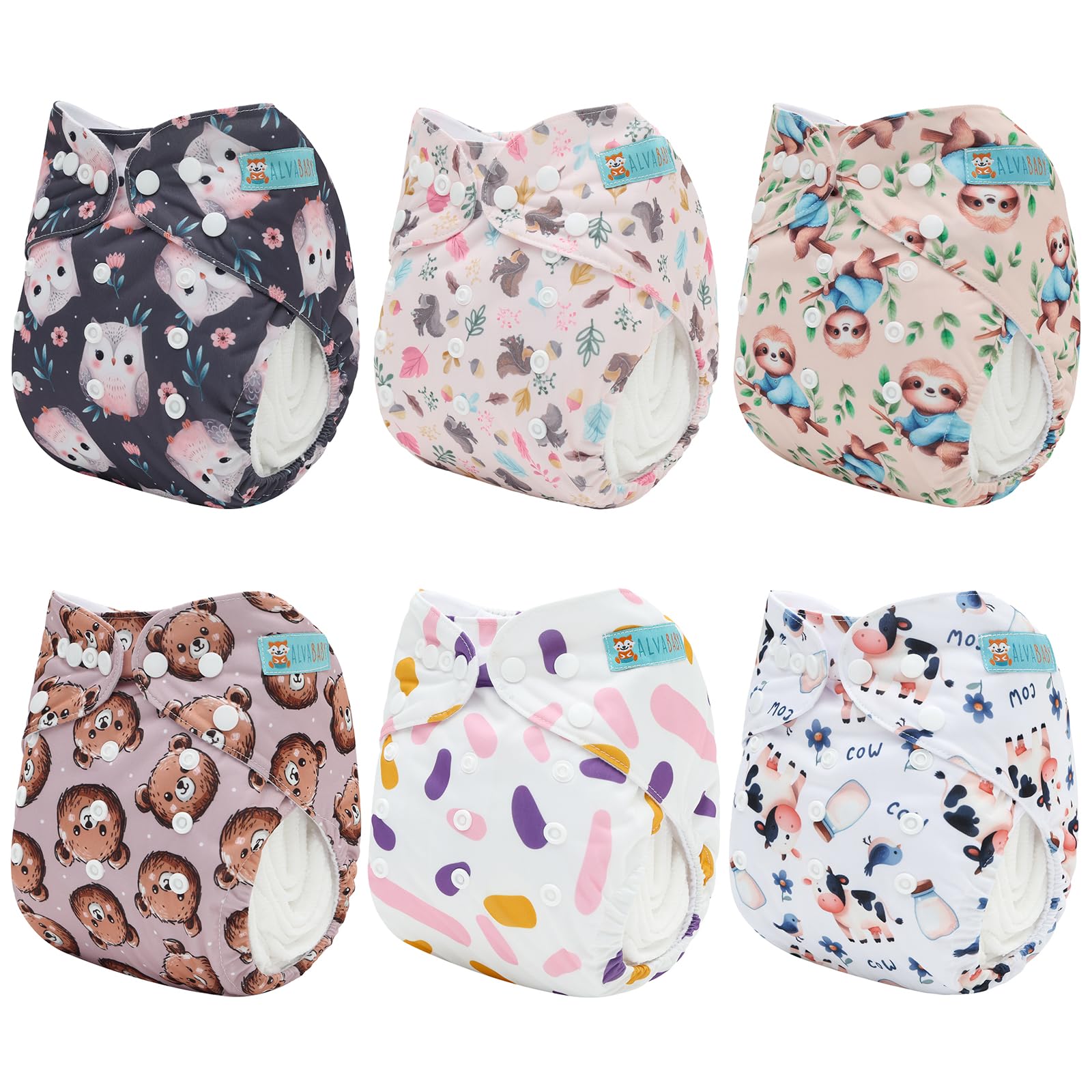 ALVABABY twelve inserts close-up showing absorbent layers