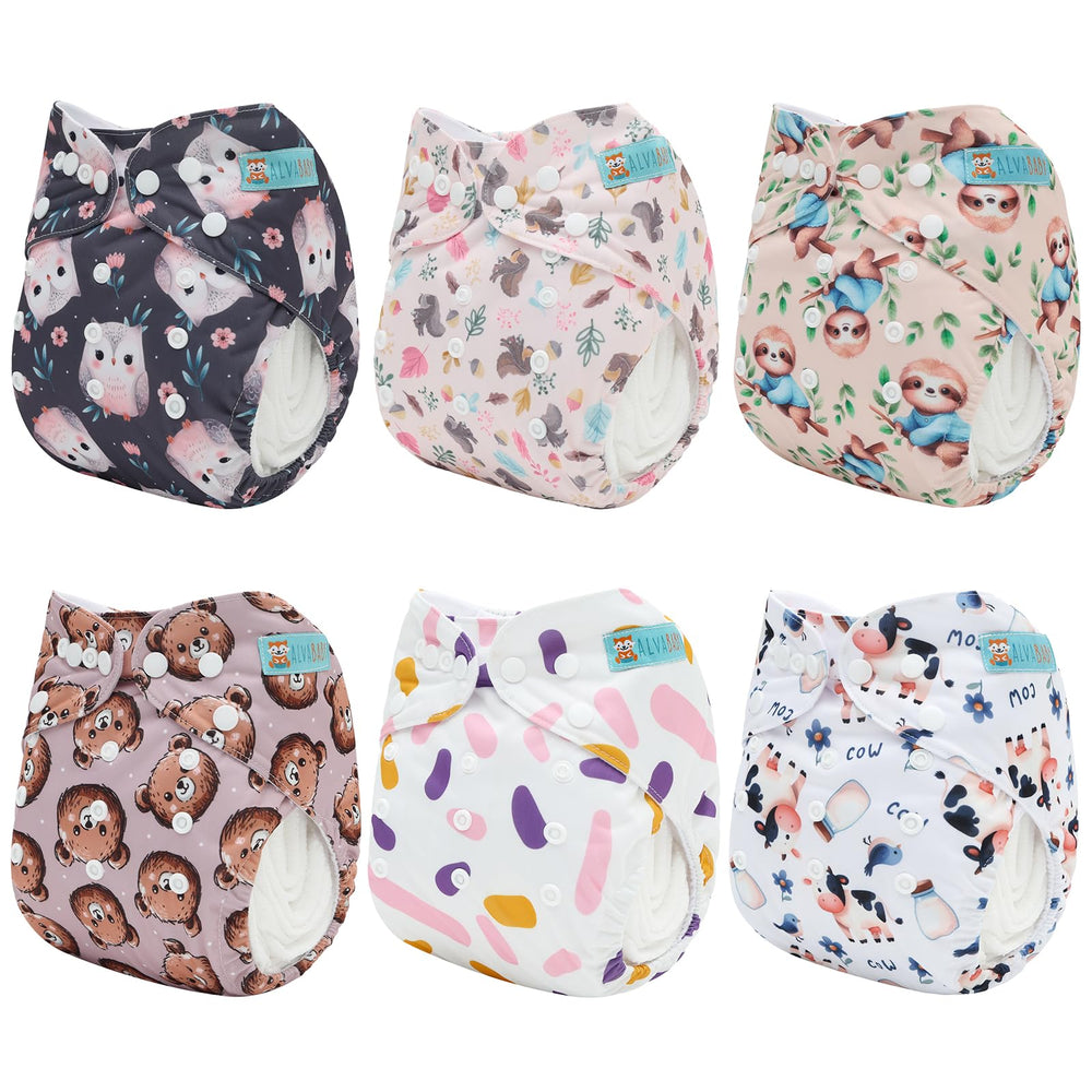 ALVABABY twelve inserts close-up showing absorbent layers