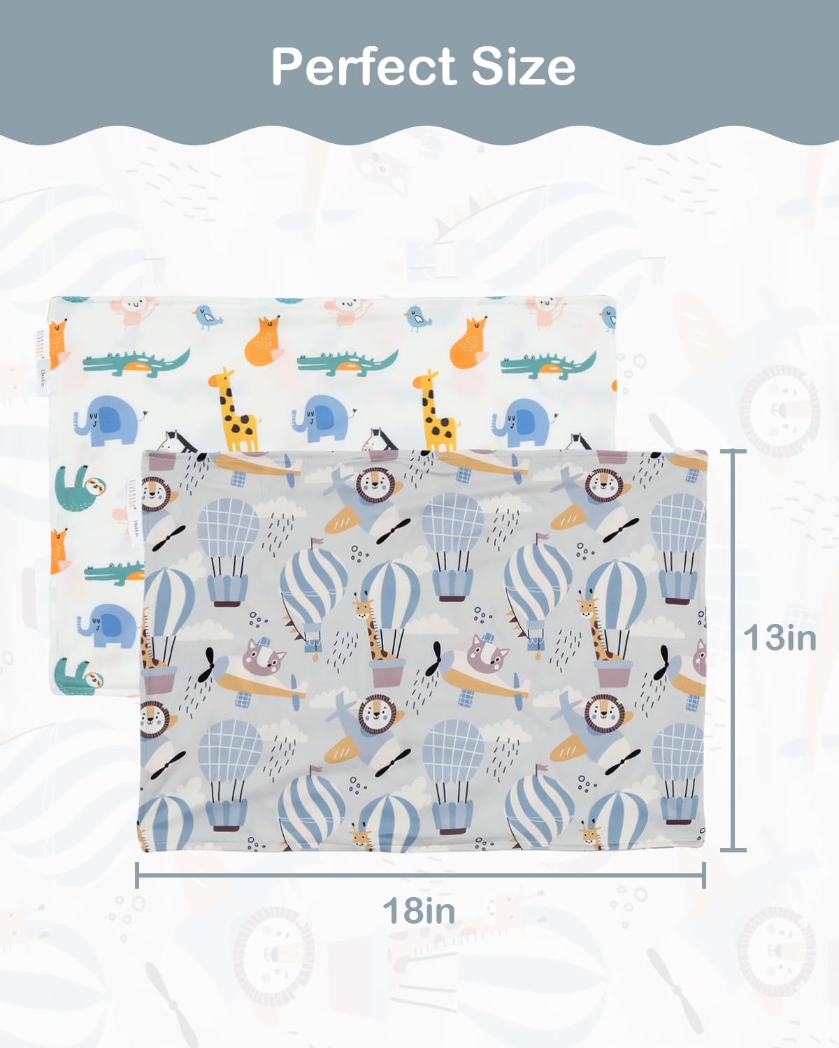 ALVABABY two-pack pillowcases keep pillows clean during travel and naps.