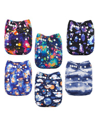 ALVABABY 6-pack cloth diapers—stylish, reusable protection for everyday use.