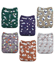 ALVABABY six-pack cloth diapers offering reusable, adjustable fit for growing babies.