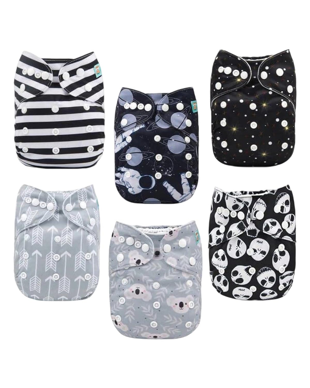 ALVABABY baby cloth diaper 6-pack with 12 inserts for all-day dryness