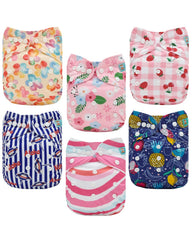 ALVABABY baby cloth diaper 6-pack shows adjustable fit for growing infants