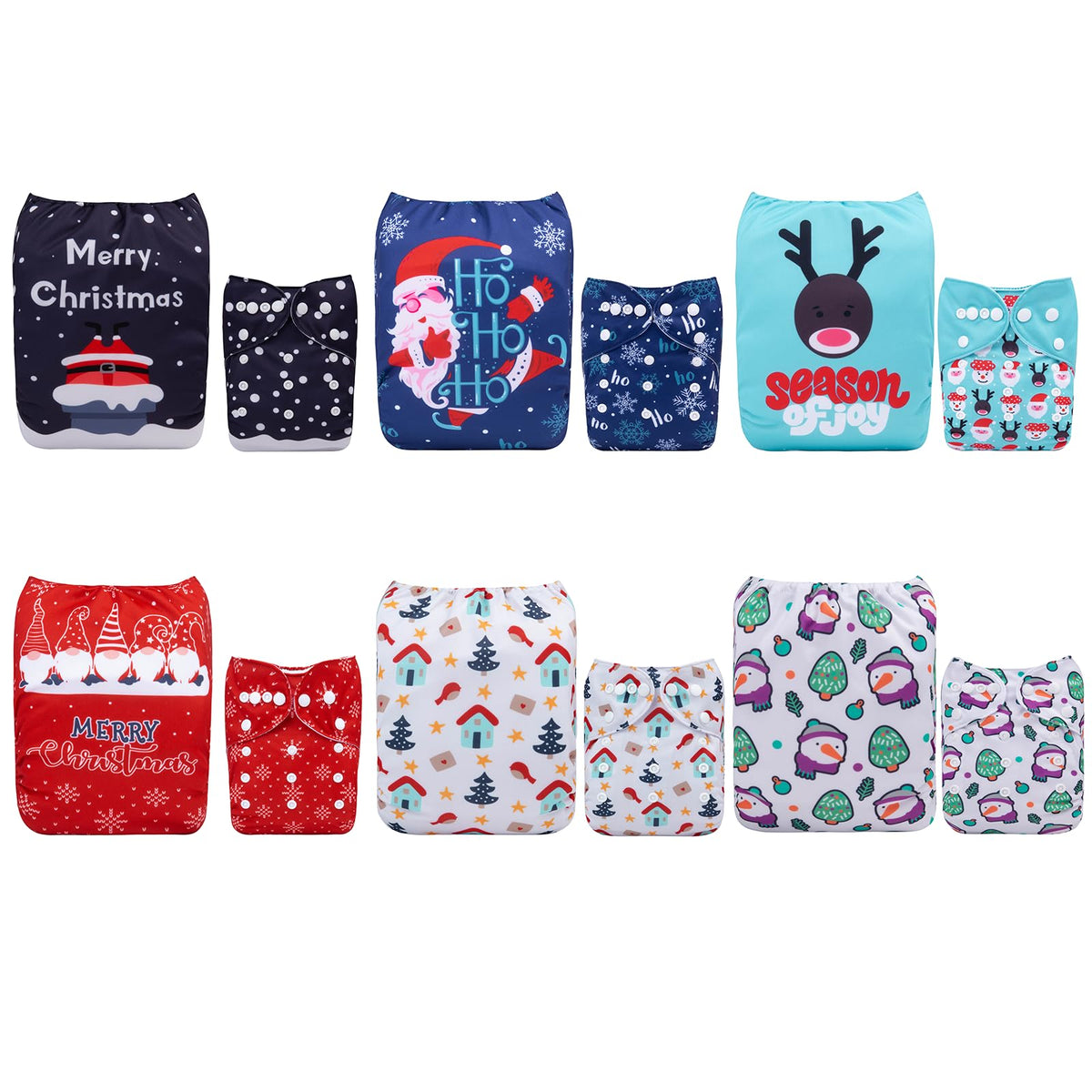 ALVABABY Christmas 6-pack diapers, reusable and stylish for day-care use
