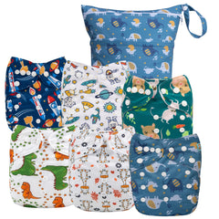 ALVABABY cloth diaper cover in a 6-pack with durable leg gussets for leak protection.