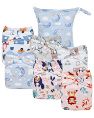 ALVABABY cloth diaper cover set of 6, leak protection for busy days.