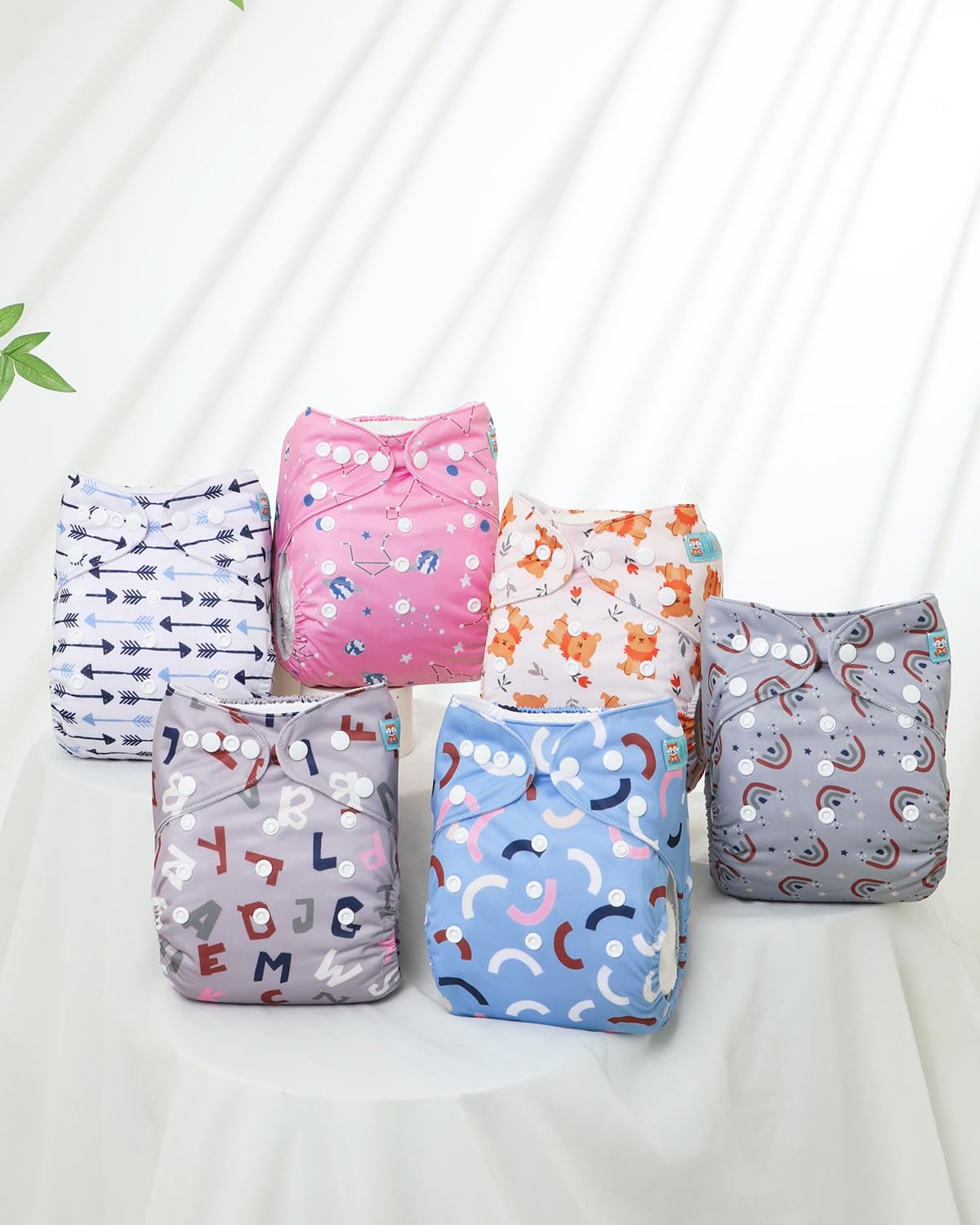 ALVABABY 6 diapers and 12 inserts set for a complete reusable solution