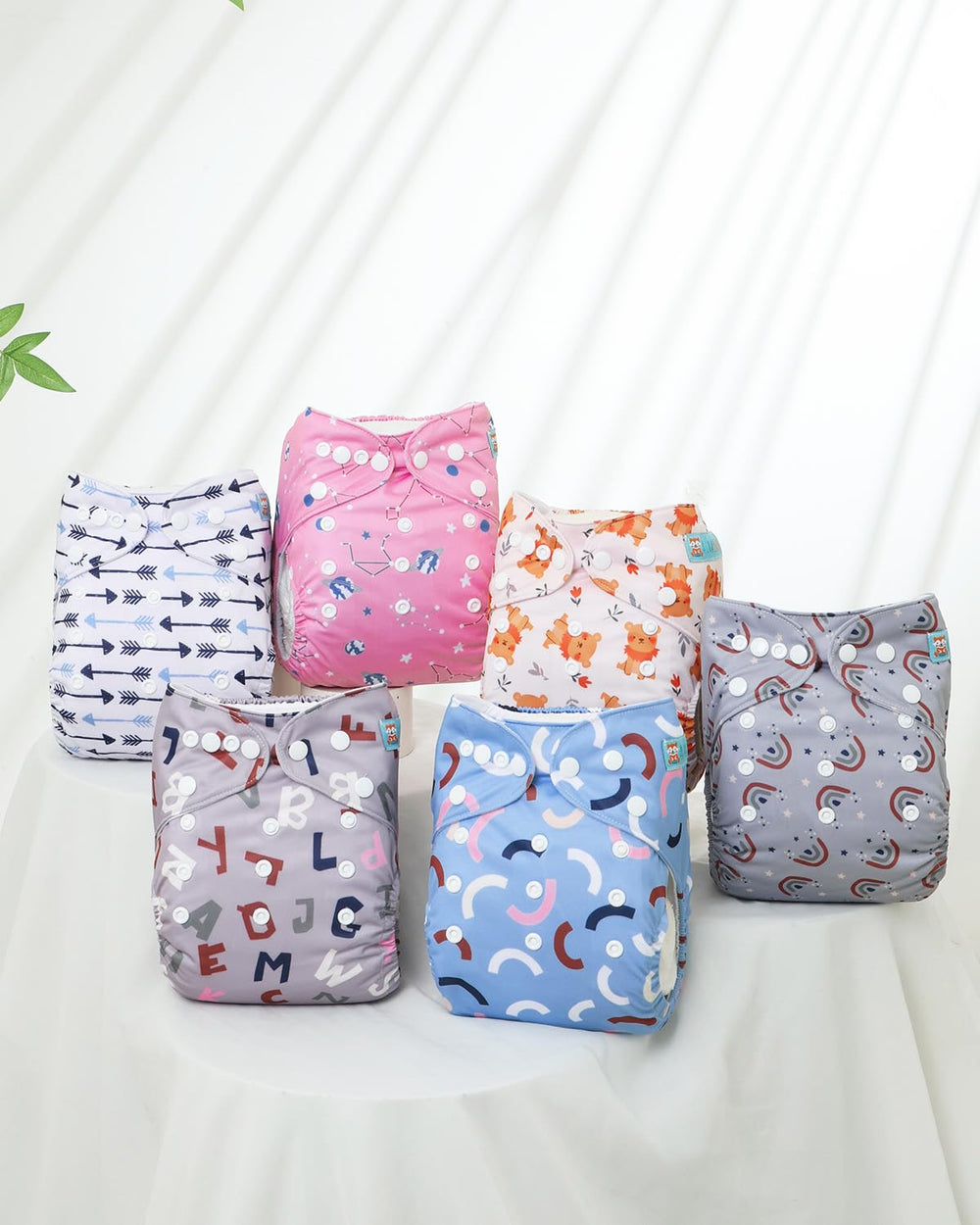 ALVABABY 6 diapers and 12 inserts set for a complete reusable solution