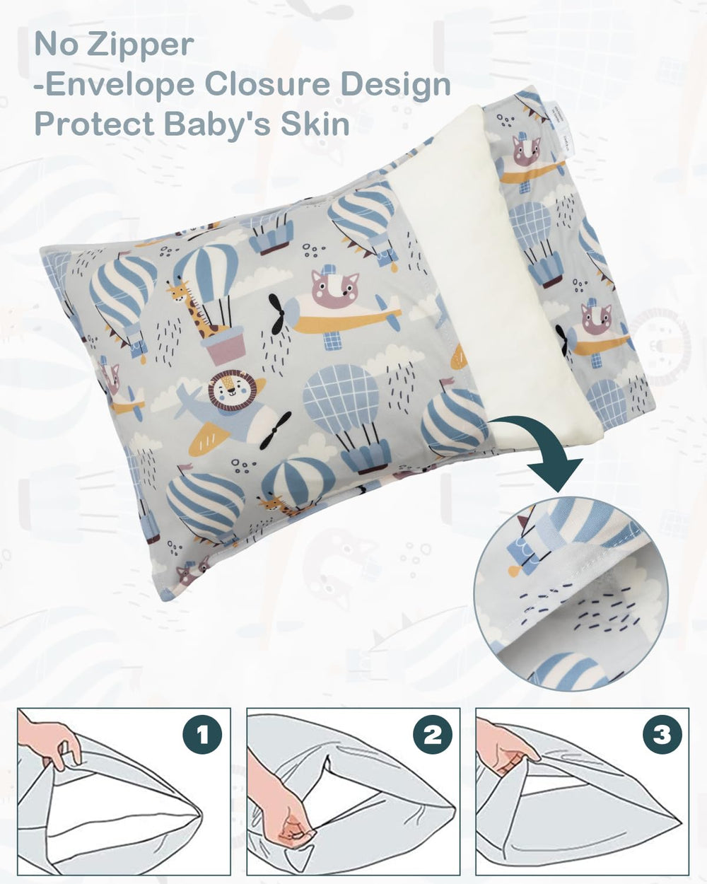 ALVABABY pillowcase fits 13x18 or 12x16 pillows for versatile use.