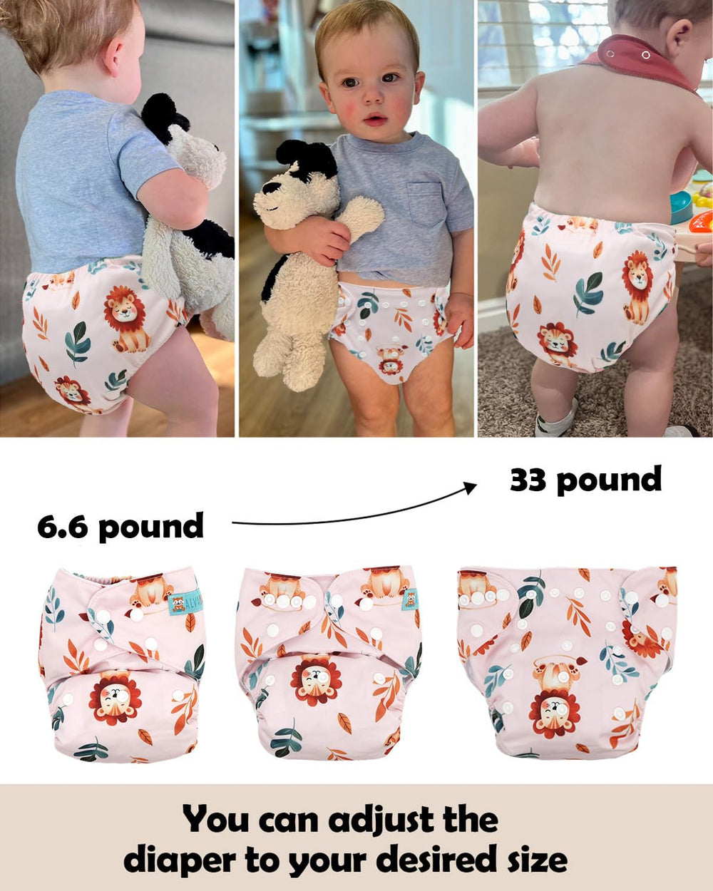 ALVABABY leg double gussets help prevent leaks during movement.