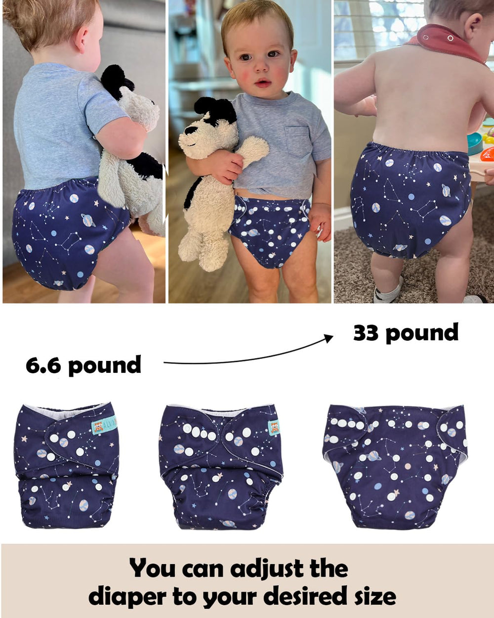 ALVABABY moisture-wicking suede inner helps keep baby's skin dry.