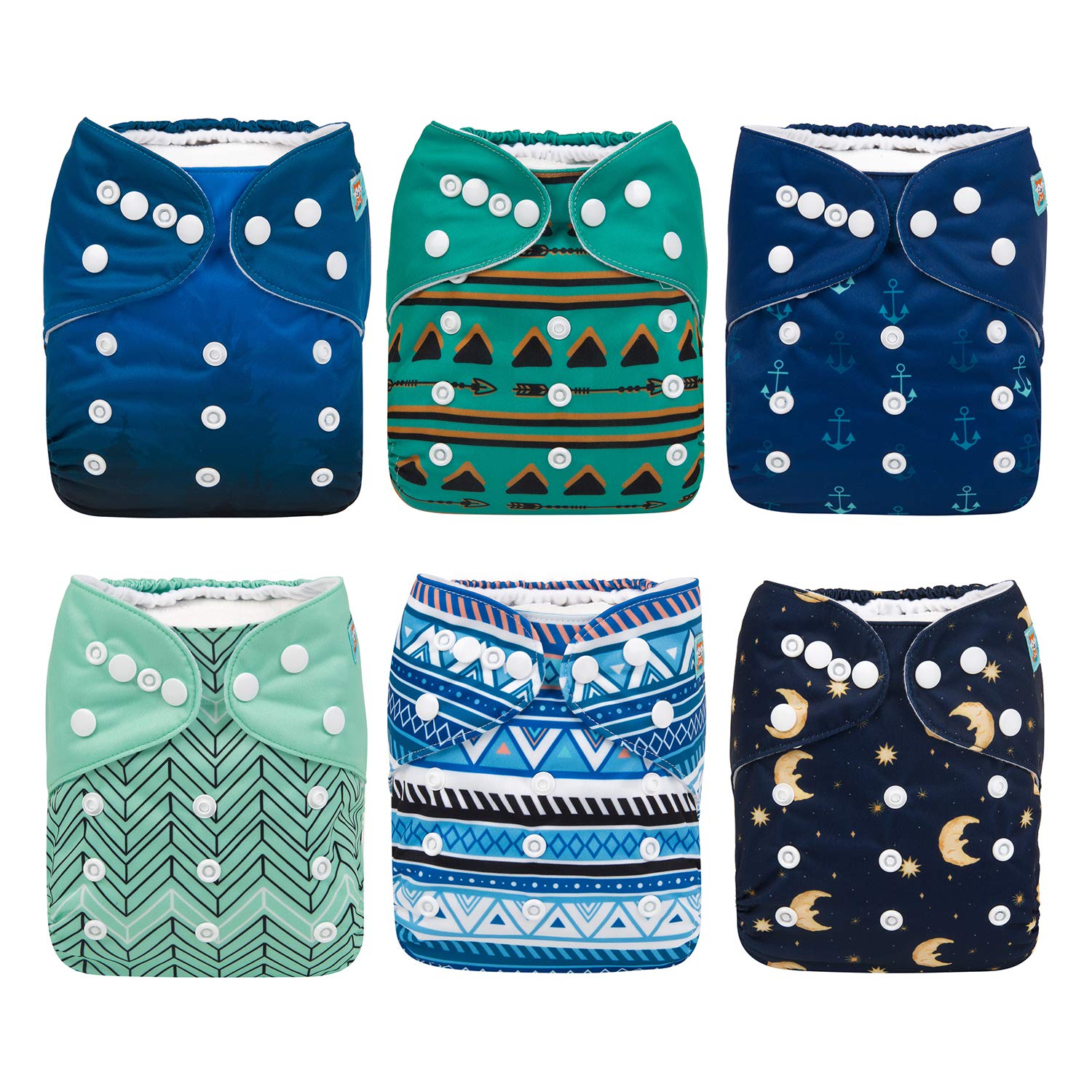ALVABABY one-size adjustable diaper with snaps grows with baby.