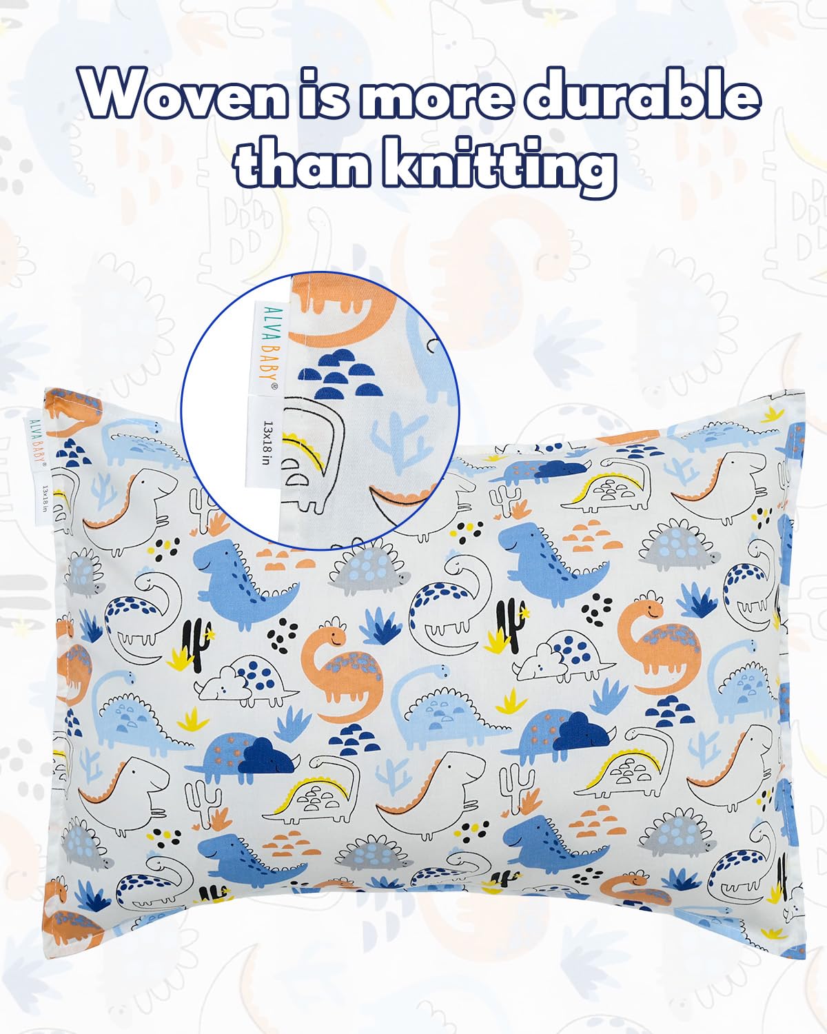 ALVABABY organic cotton pillowcase fits 13x18 pillows with a cozy envelope closure.