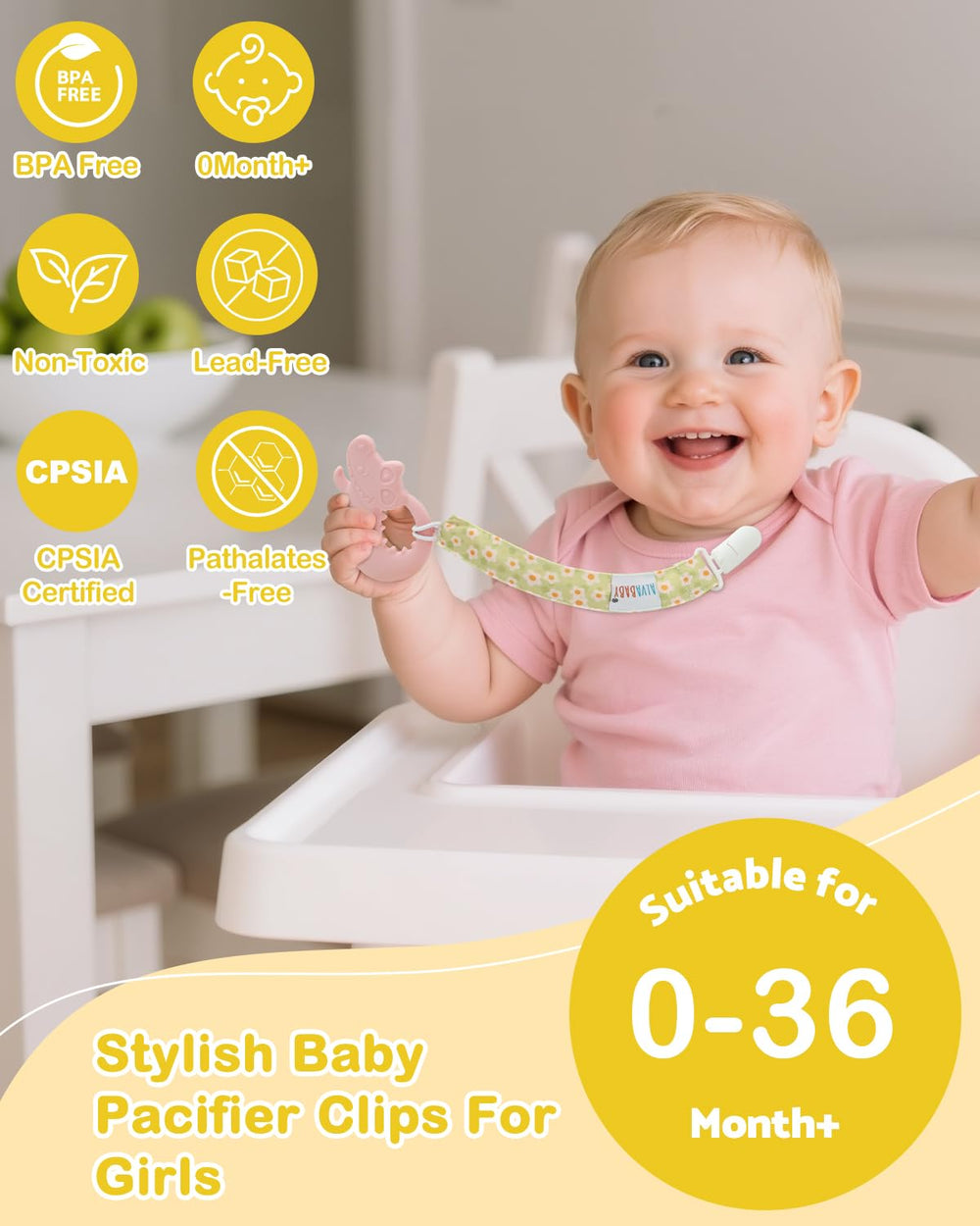 ALVABABY pacifier clip great for outdoor trips and quick cleanups