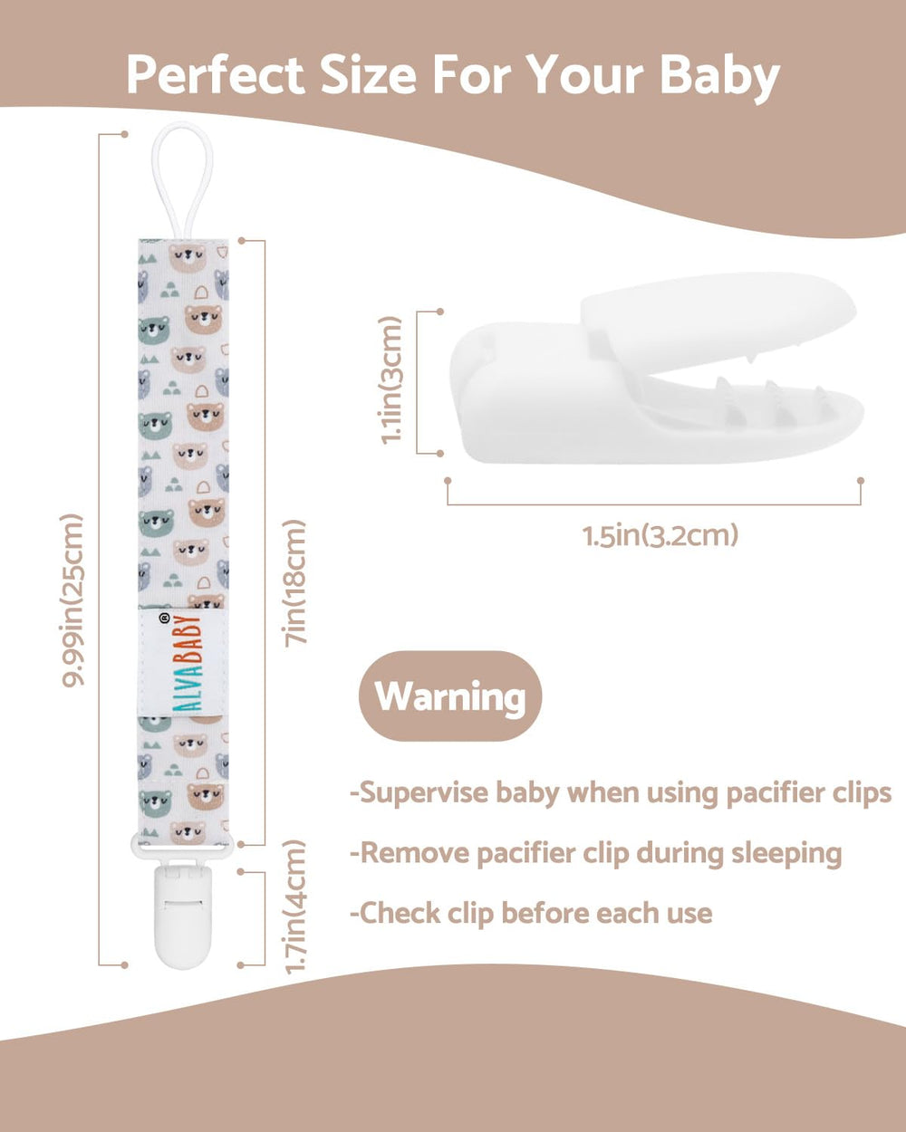 ALVABABY pacifier clip cute animals design helps on the go access.