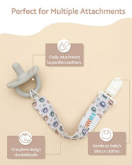 ALVABABY pacifier clip fruit design keeps pacifier within reach.