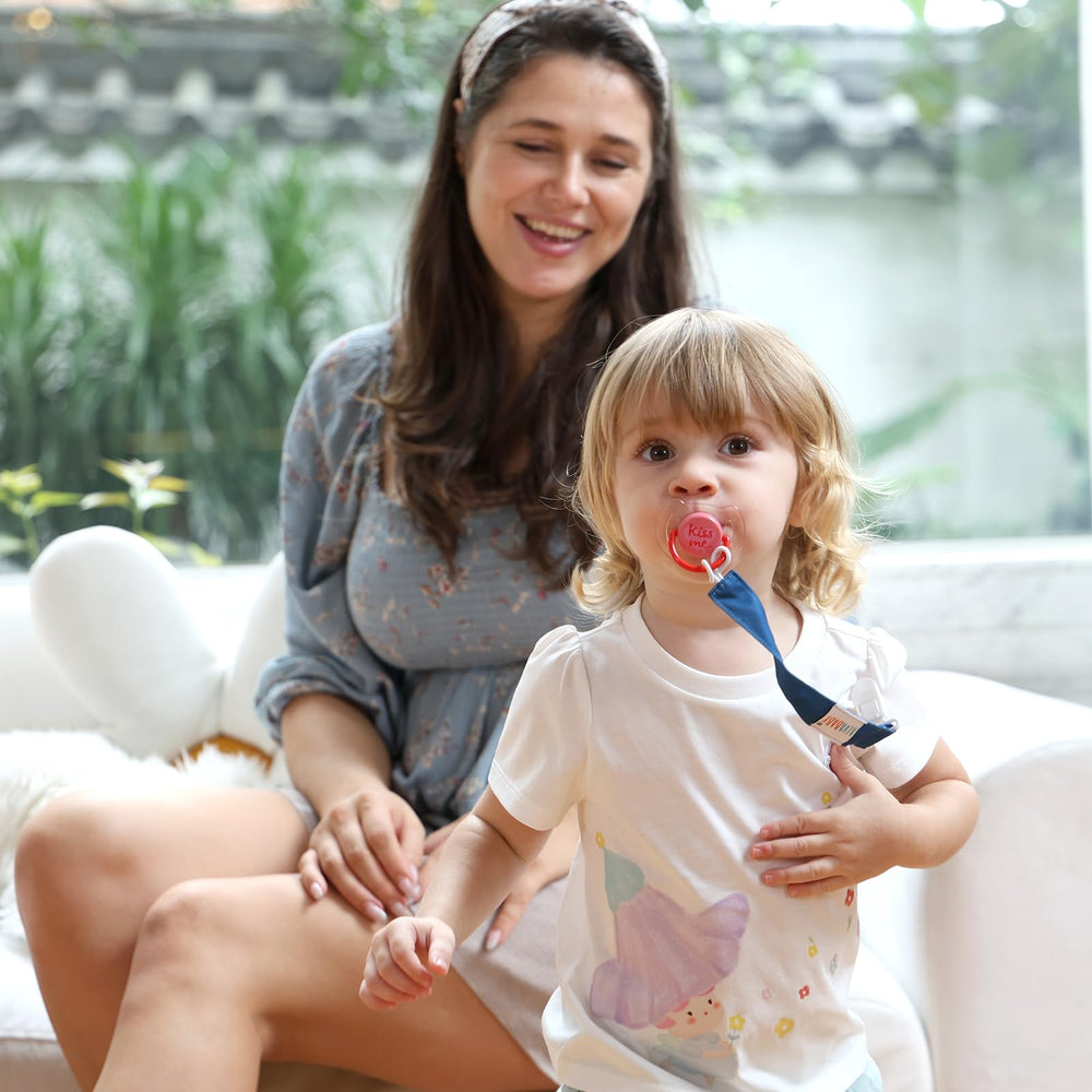 ALVABABY pacifier clips fruit pattern simplify retrieval during outings.