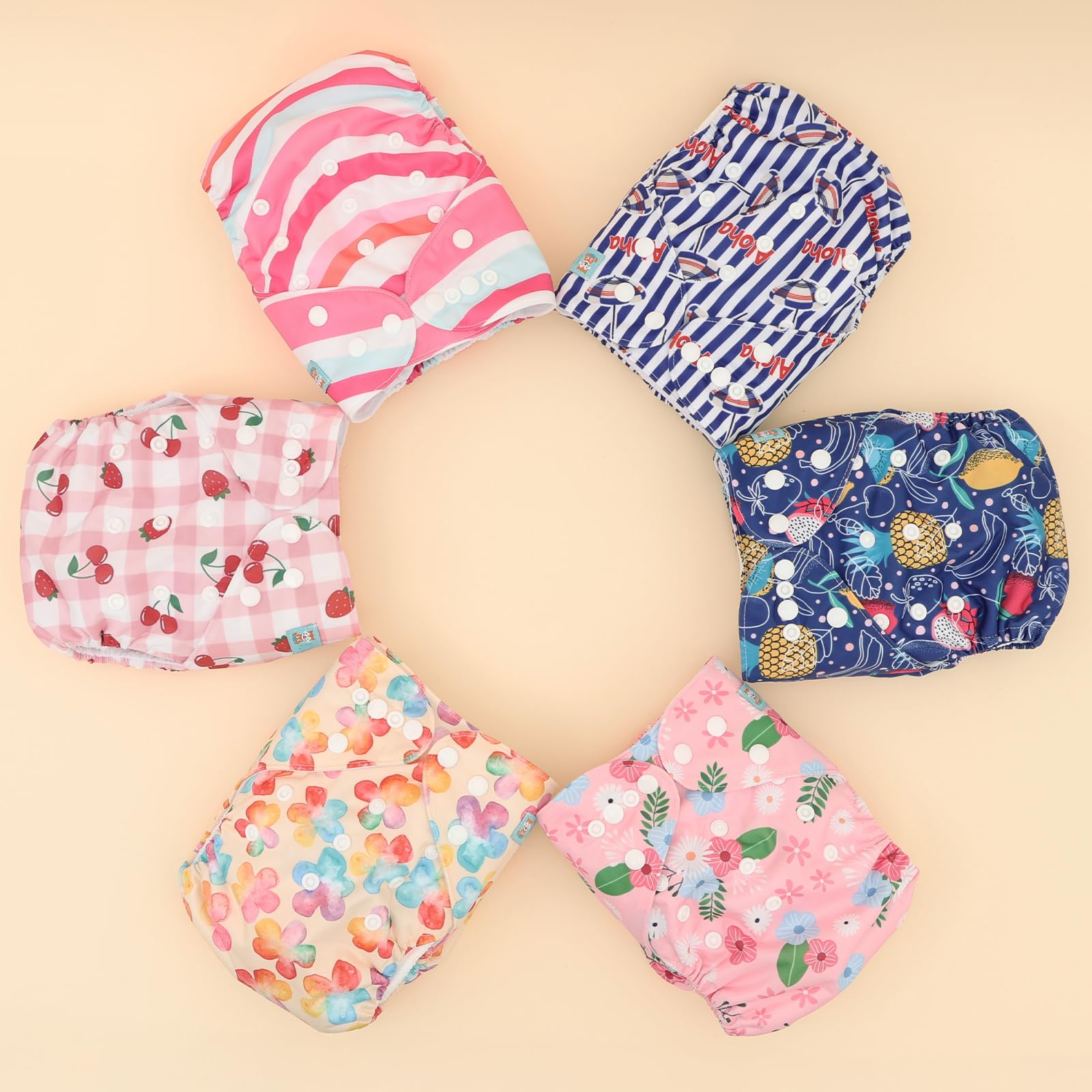 ALVABABY packaging highlights six diapers and twelve inserts