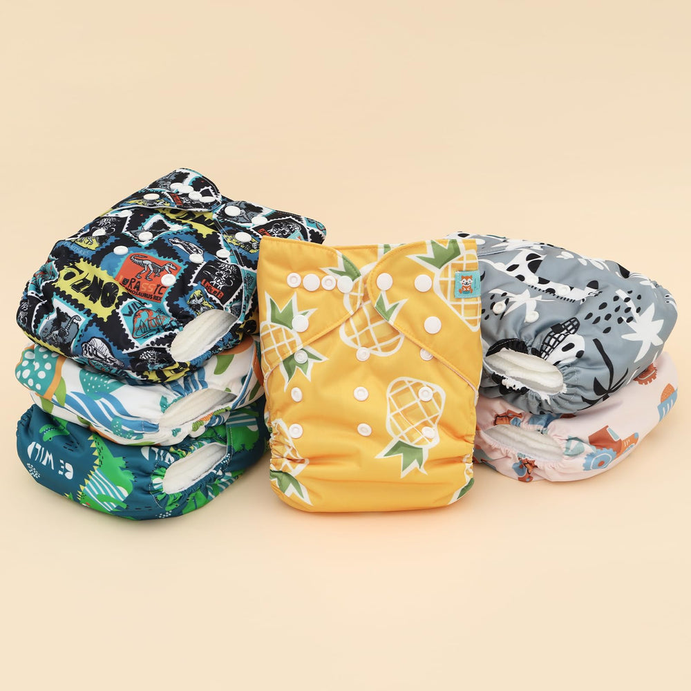 ALVABABY six diapers and twelve inserts included for versatile setups.