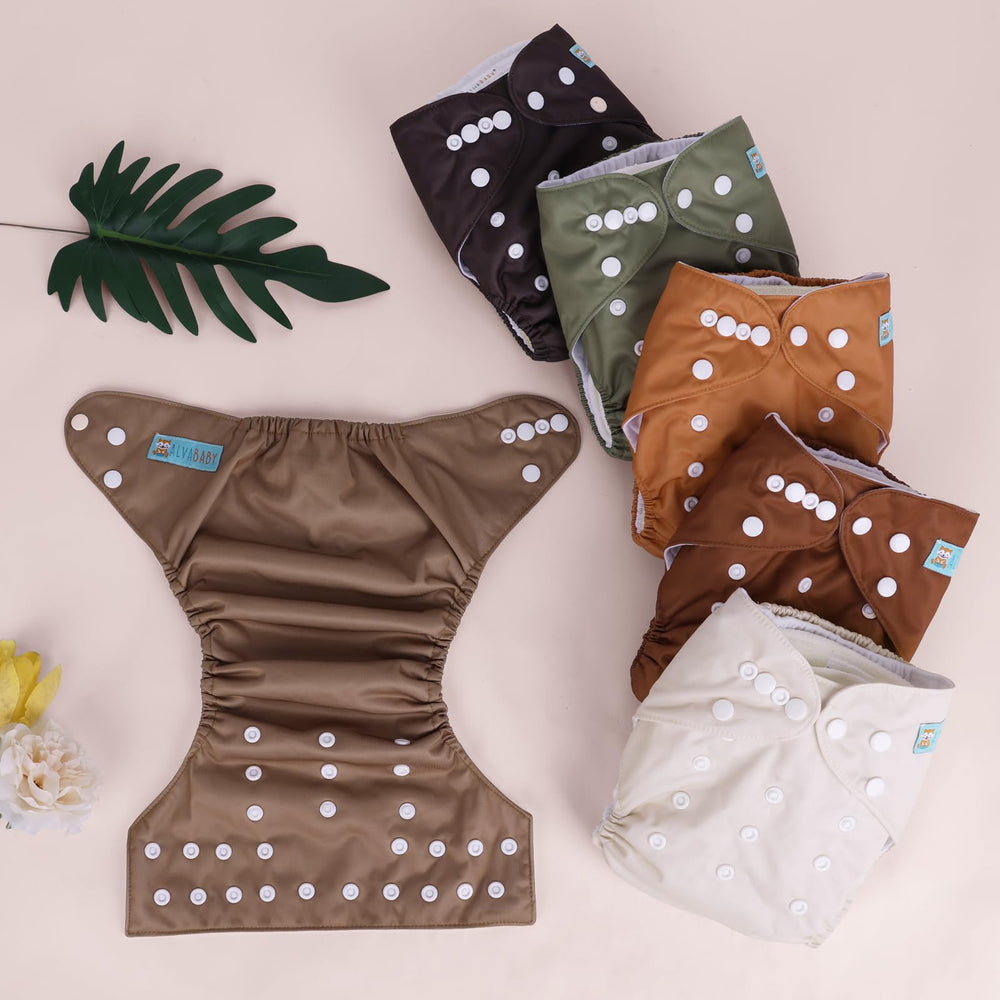 ALVABABY packaging shows six diapers and twelve inserts