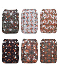ALVABABY pocket diaper front view with adjustable snaps for a snug fit.