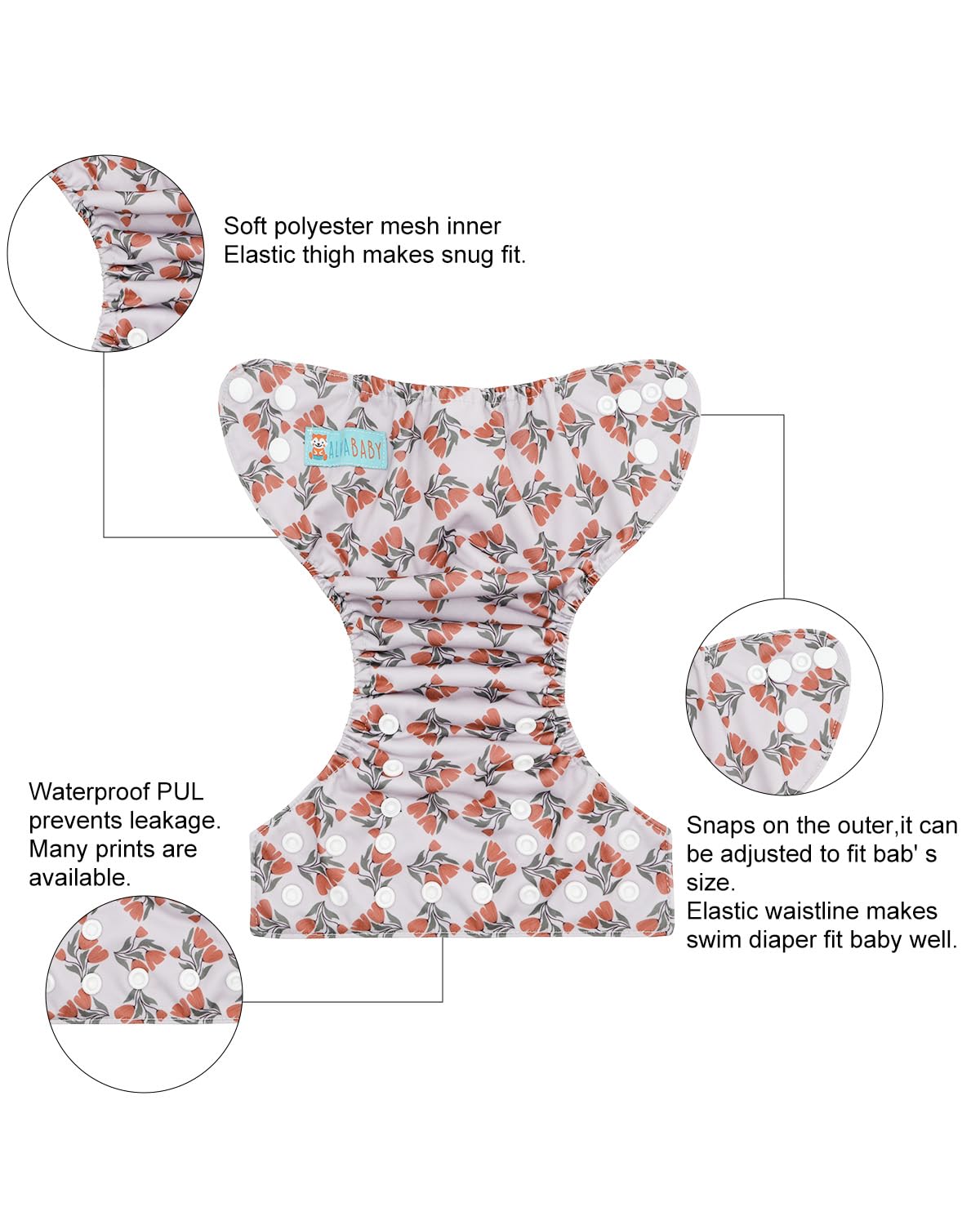 ALVABABY pocket diaper pocket opening for quick insert access.