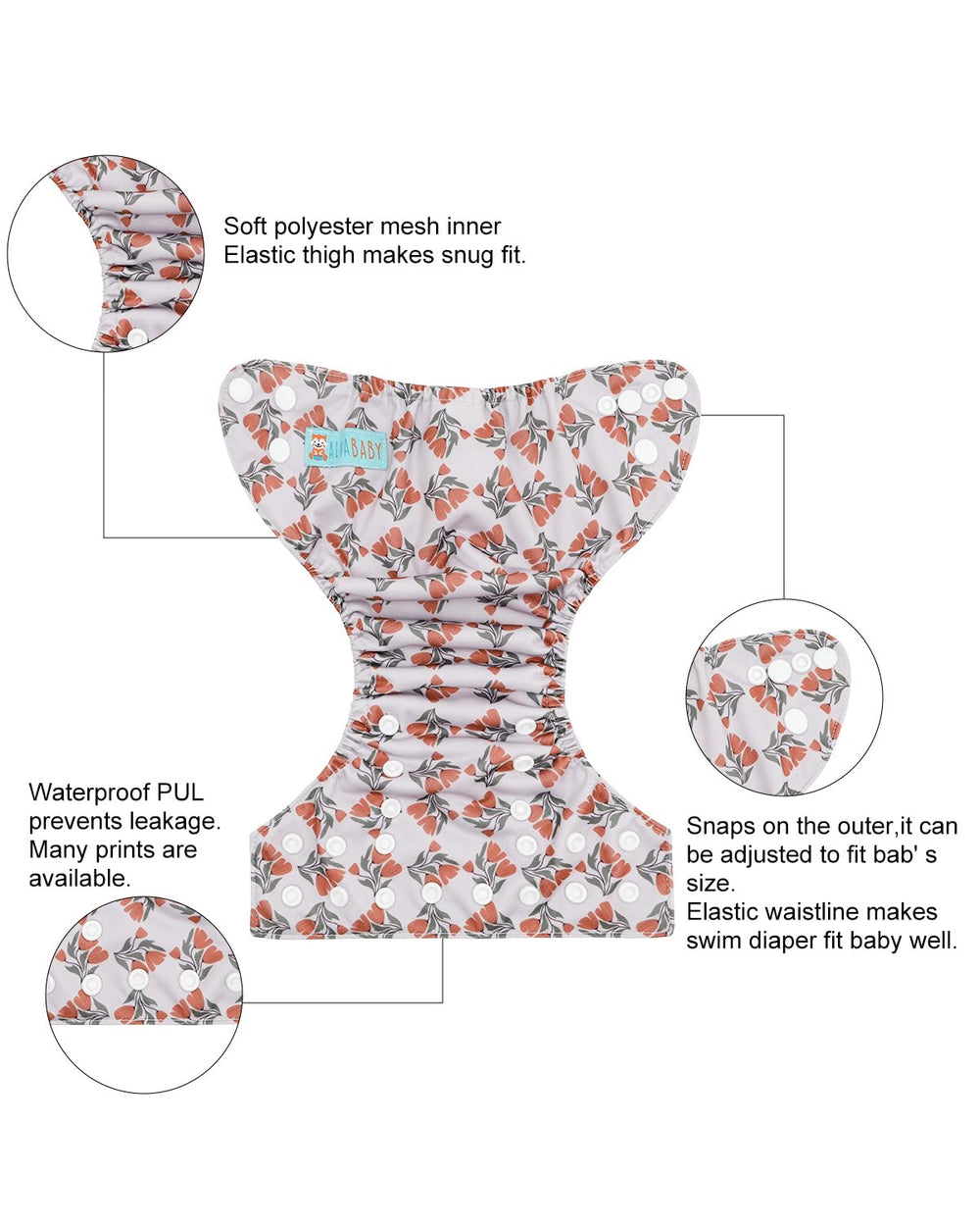 ALVABABY pocket diaper pocket opening for quick insert access.