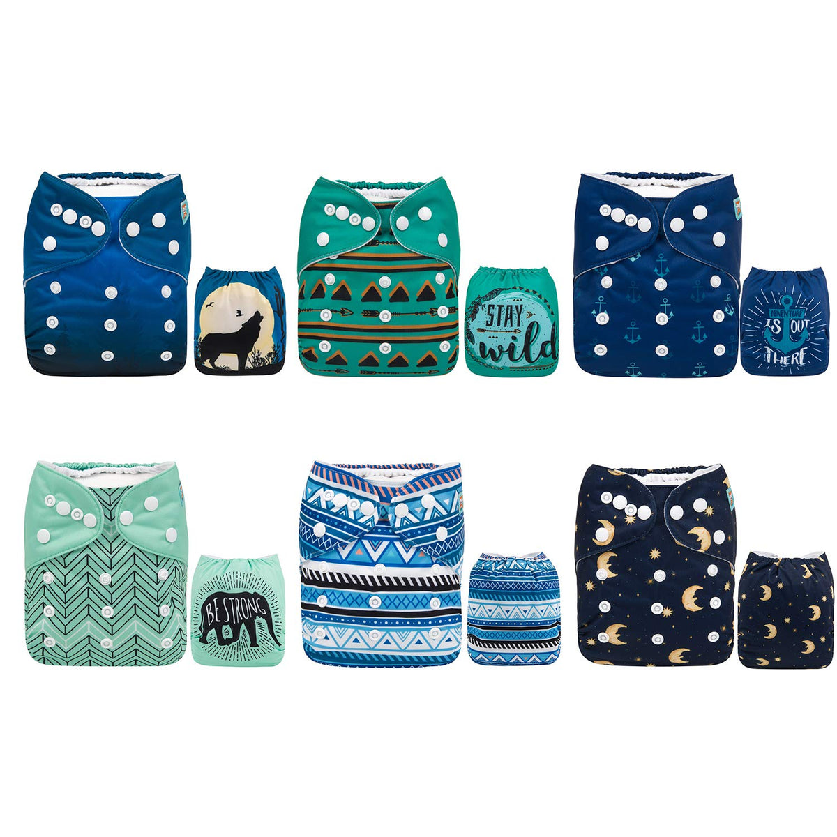 ALVABABY six-pack cloth diapers with inserts keep baby dry between changes.