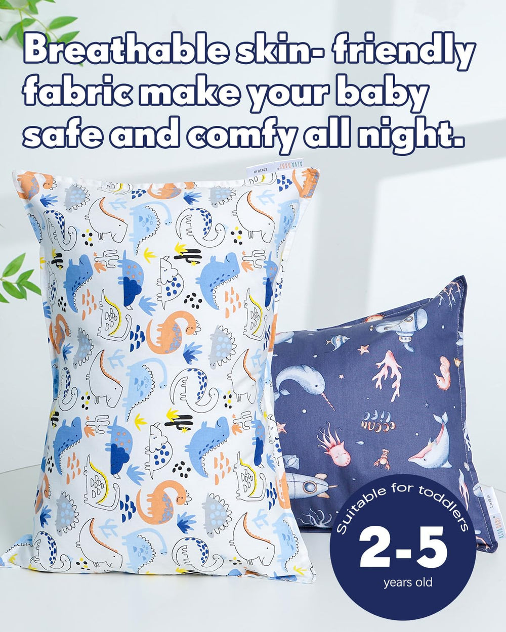 ALVABABY envelope closure keeps pillow in place without bulk.