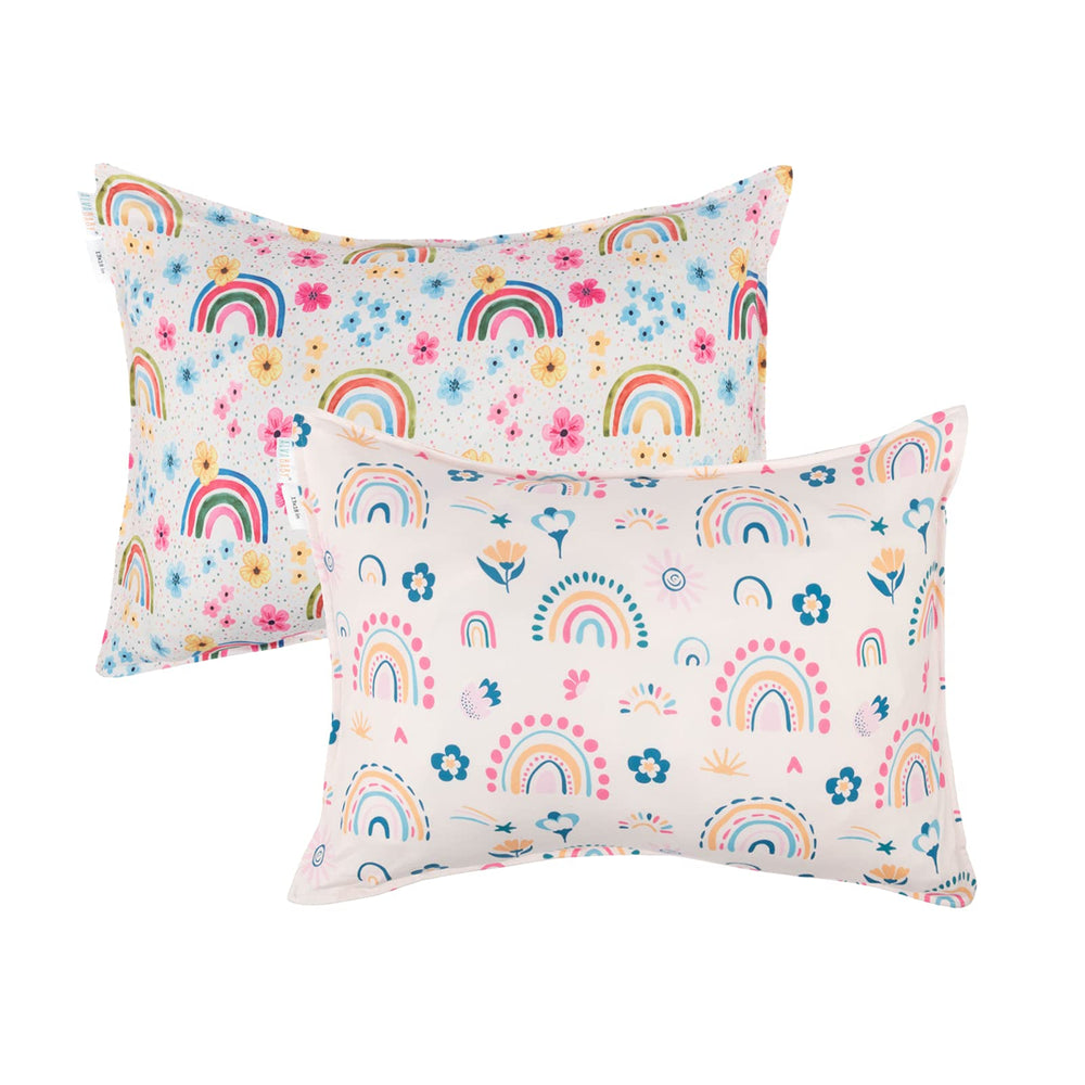 ALVABABY rainbow-pattern toddler pillow cover fits 13x18, soft breathable fabric for cozy naps.