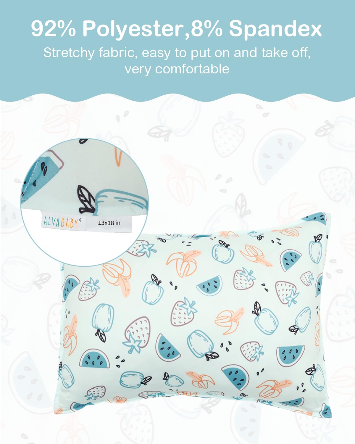 ALVABABY pillowcase with envelope closure keeps pillows neatly covered.