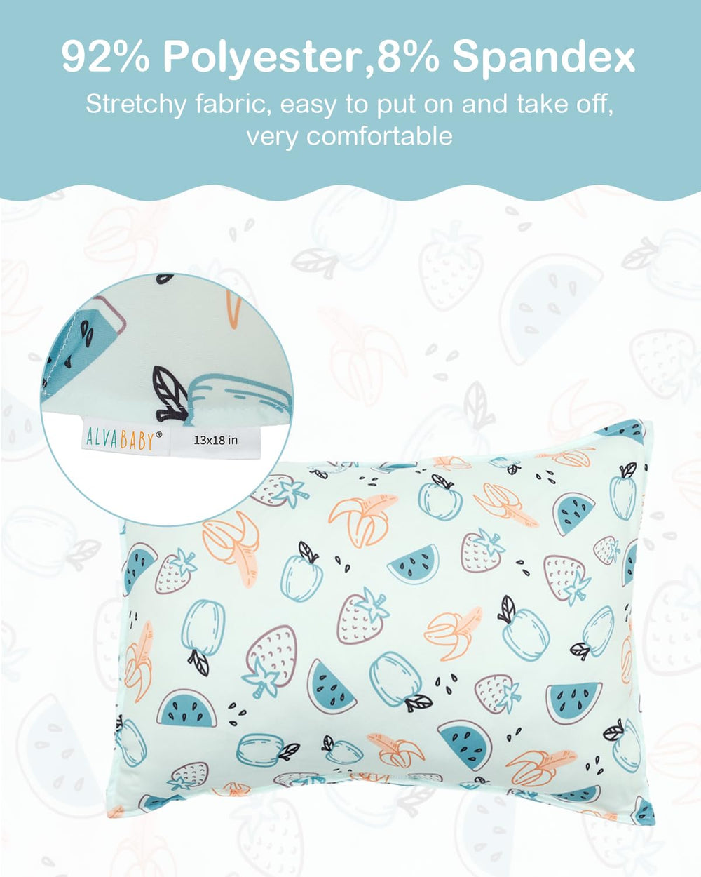 ALVABABY pillowcase with envelope closure keeps pillows neatly covered.