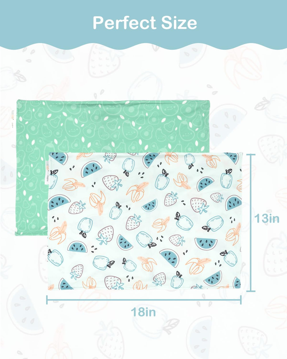 ALVABABY pillowcase fits 13x18 and 12x16 for versatile use.
