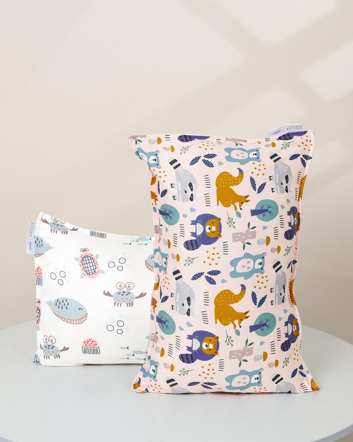 ALVABABY two-pack pillowcovers ensure clean, ready-to-use pillows.