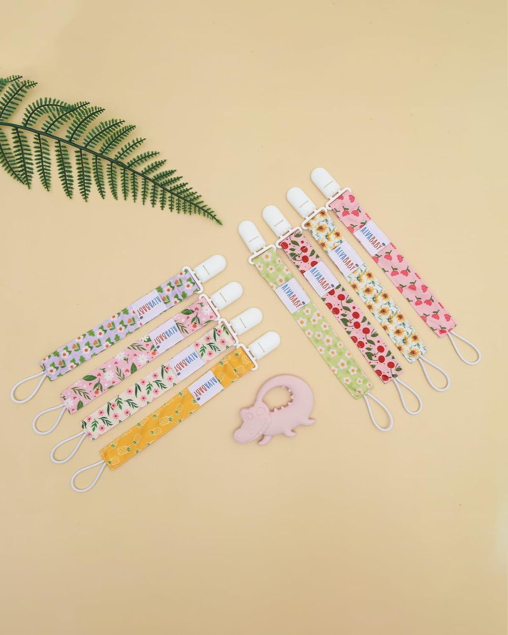 ALVABABY universal clip fits most pacifiers with rings for versatility