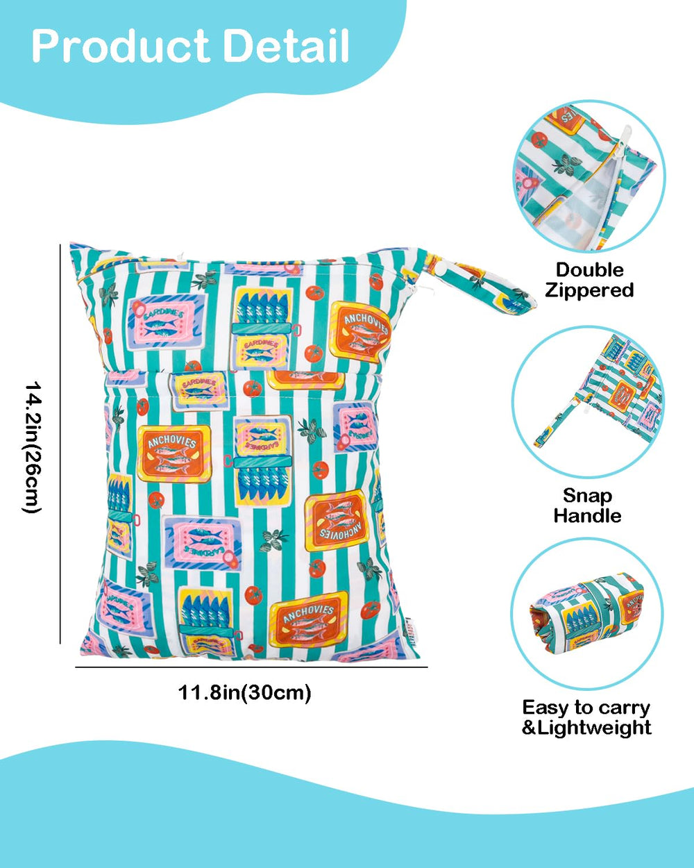 ALVABABY waterproof polyester material protects clothes during travel or pool days.