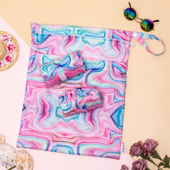 ALVABABY wet/dry bag with double zipper separation keeps wet and dry items apart.