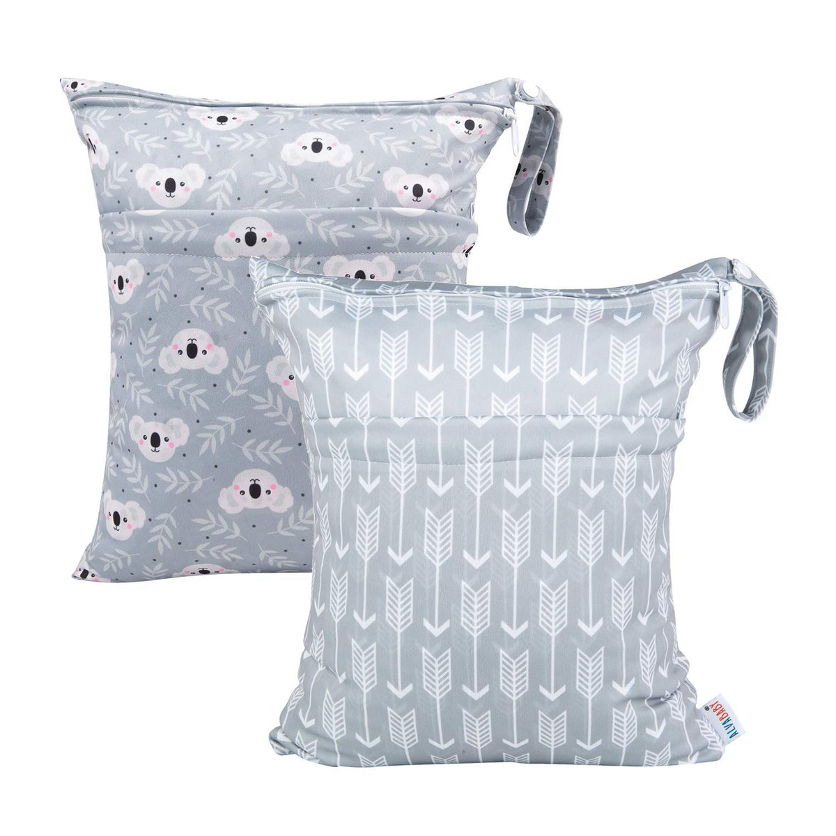 ALVABABY wet/dry bag front view with dual compartments for organization
