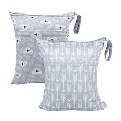 ALVABABY wet/dry bag front view with dual compartments for organization