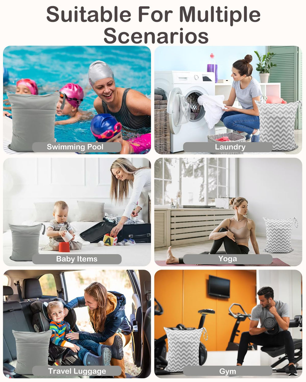 ALVABABY bag is great for daycare, pool, or gym to store wet items.
