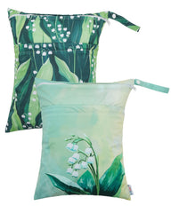 ALVABABY wet dry bag two pocket closeup showing dual compartments for wet and dry items; keeps diapers and swimsuits organized.
