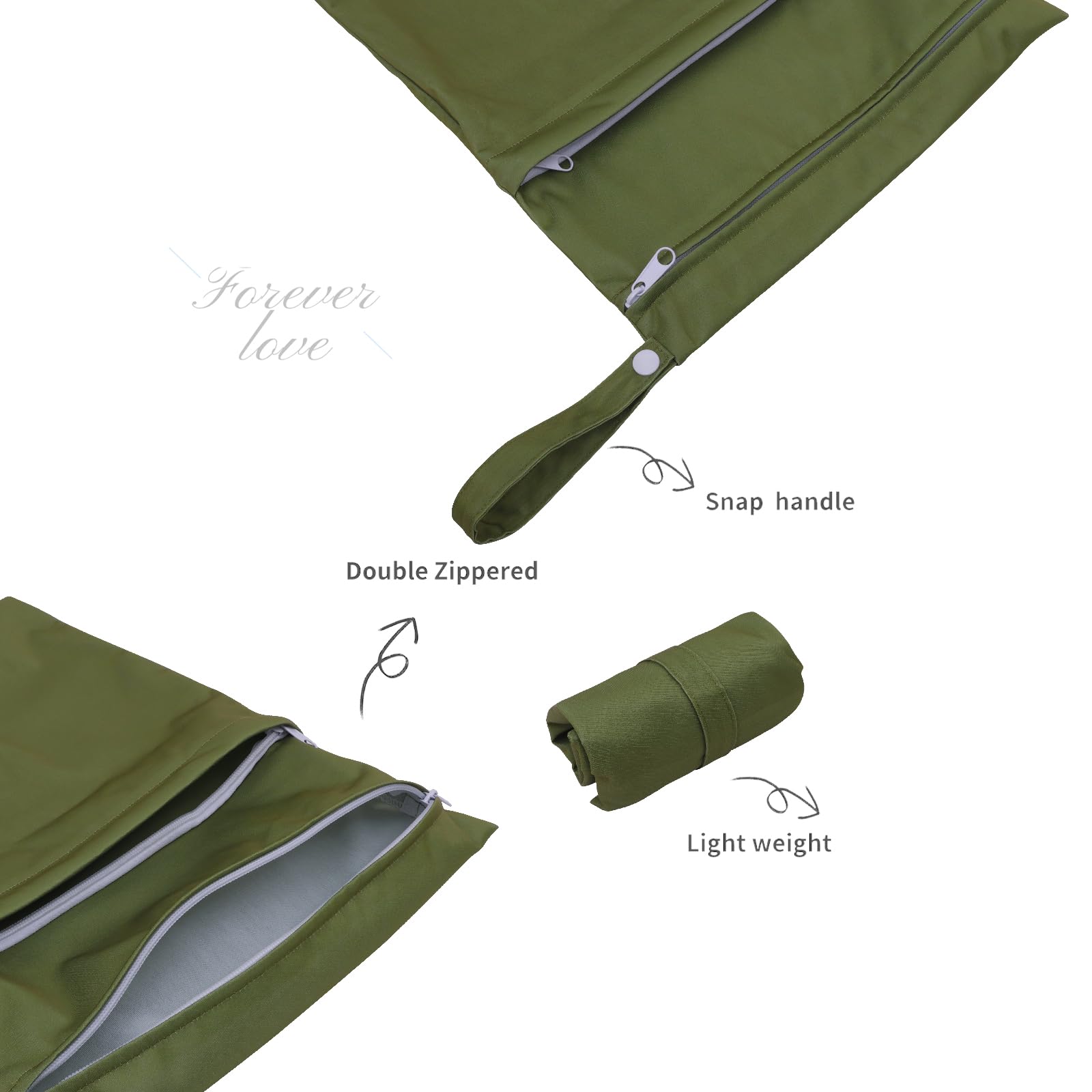 ALVABABY bag two pockets close-up demonstrates effective wet-dry separation.