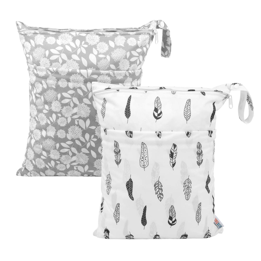 ALVABABY wet-dry bag with two zipper pockets keeps wet items separate and secure.