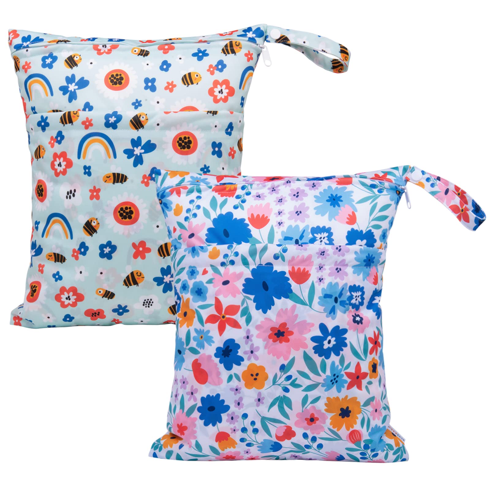 ALVABABY wet/dry bag with two zippers keeps wet and dry items separate.