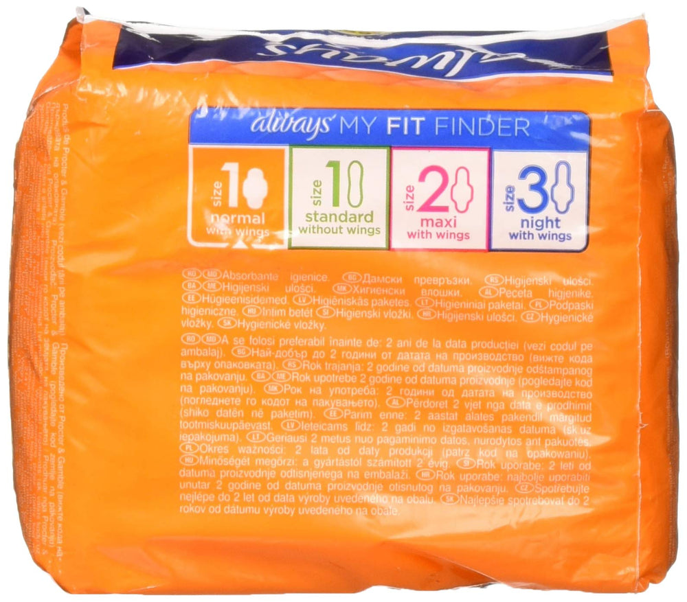 Always Classic Clean Feel Protection 10 Normal pads in-use for reliable daily protection.