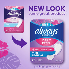 Always Daily Fresh thin liner shows absorbent core for light protection
