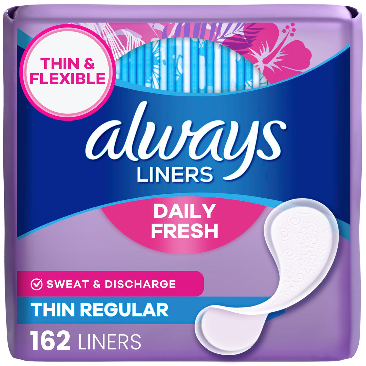 Always Daily Fresh thin pantiliner with breathable layer for dry, comfortable wear
