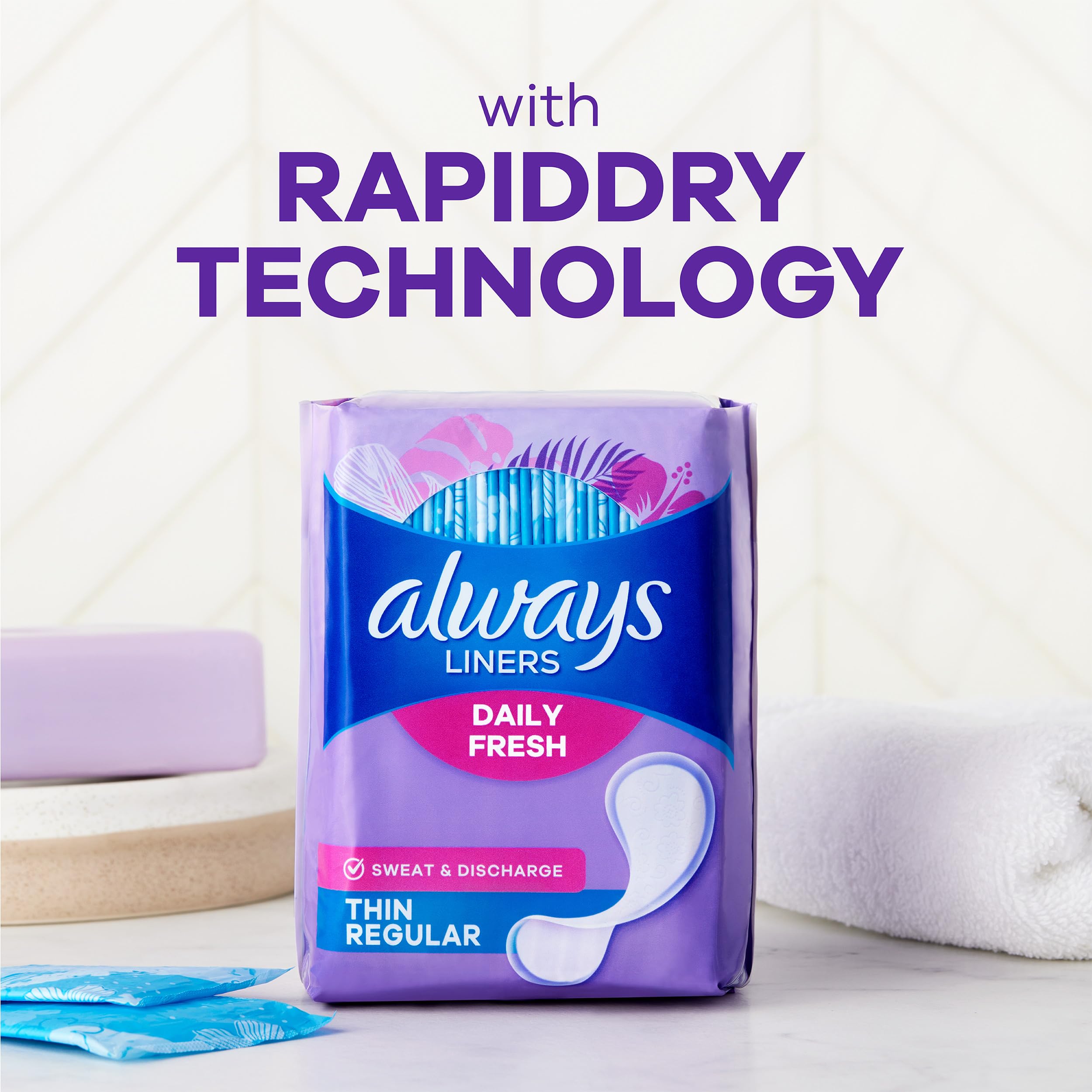 Always Daily Fresh thin pantiliner RapidDry technology for quick absorption